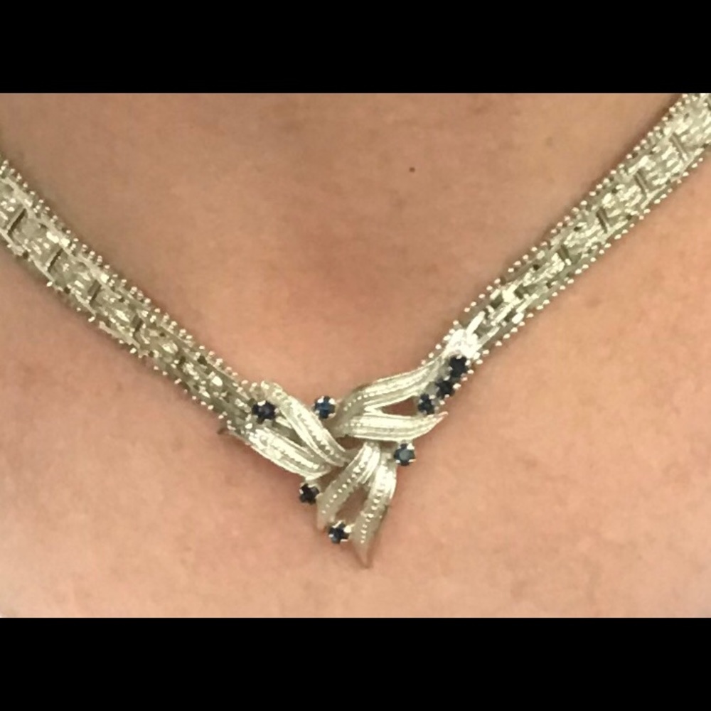 16” sterling silver necklace w/ natural sapphires